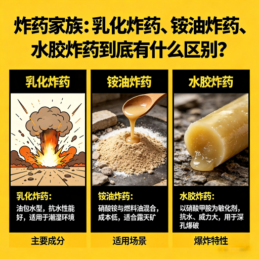 荔湾炸药家族：乳化炸药、铵油炸药、水胶炸药到底有什么区别？
